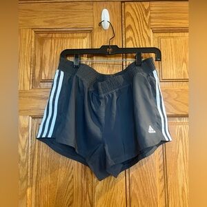 Adidas - Women's Black Athletic Shorts with White Stripes